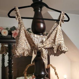 Spell Frankie Cropped Cheetah Tie Top XS